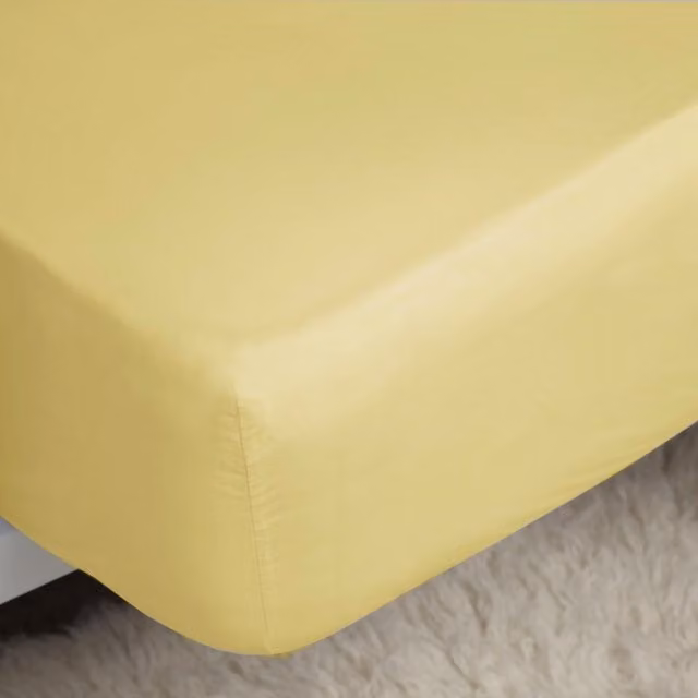 Belledorm 200 Thread Count Cotton Percale Extra Deep Fitted Sheet, Yellow, W/D/H: 90 x 200 x 38.1 cm