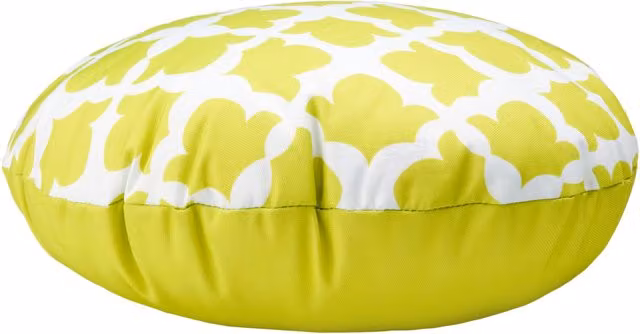 Gardenista Arabesque Lime Moroccan Graphic Outdoor Round Scatter Cushion, Diameter: 38 cm