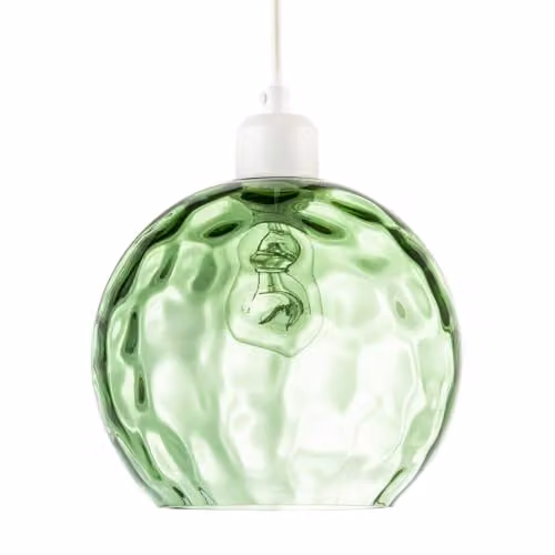 Happy Homewares Modern Round Green Dimpled Glass Pendant Ceiling Light Shade W/D/H: 17 x 20 x 20 cm