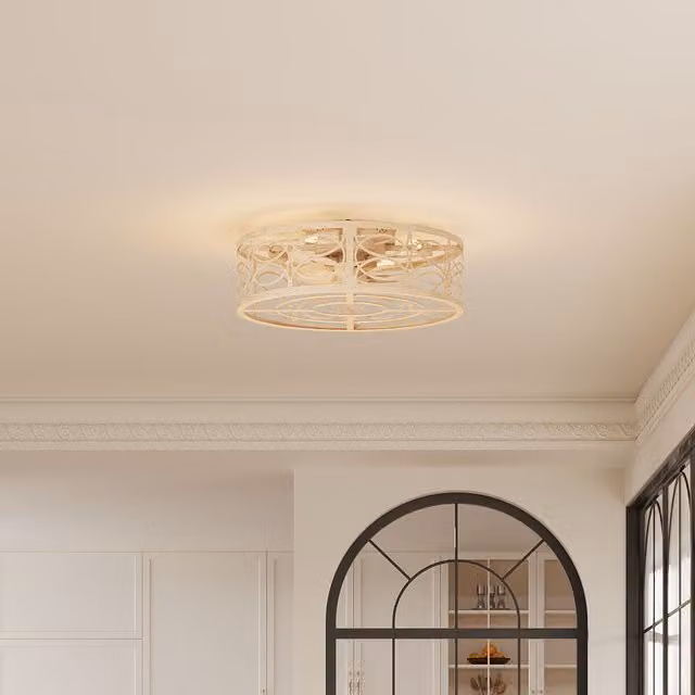 Livingandhome Rattan Ceiling Fan Light with Remote Control in Brown and Wood Finish
