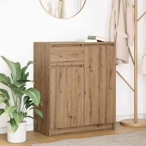 vidaXL Sideboard with Drawer in Artisan Oak Brown, Engineered Wood, W/D/H: 71 x 35 x 84 cm – 2