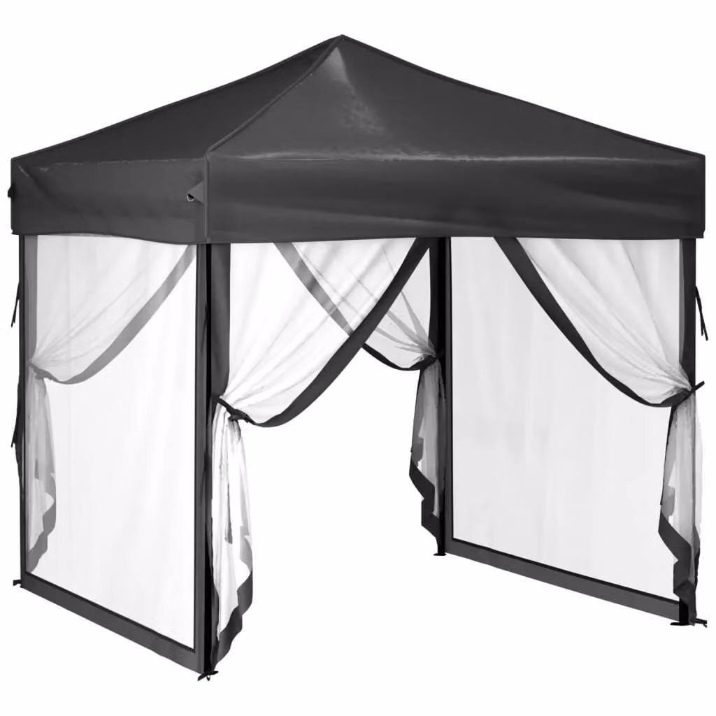 Berkfield Home Folding Party Tent with Sidewalls, Anthracite and Black, W/D/H: 2 x 2 x 2 m – 2