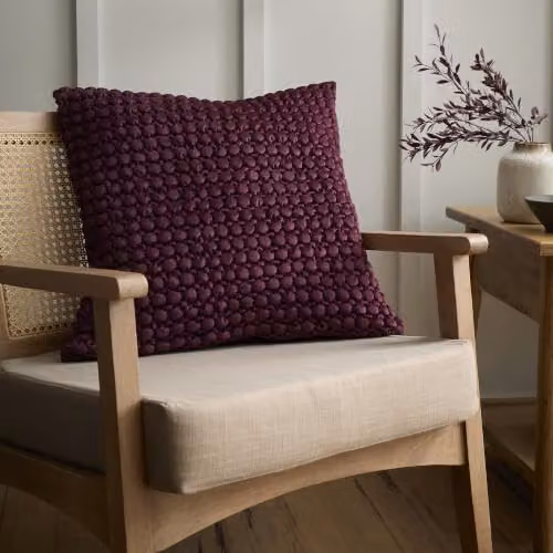 Appletree Bobble Velvet Square Cushion in Red and Purple, W/D/H: 55 x 55 x 55 cm – 5