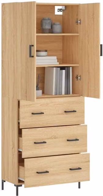 Berkfield Home Sonoma Oak Highboard in Brown, W/D/H: 69.5 x 34 x 180 cm – 1