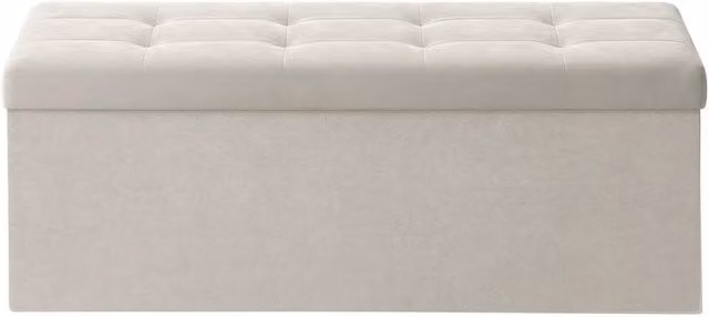 KORVIXA White Foldable Storage Ottoman Cube with Hidden Compartment W/D/H: 100 x 100 x 100 cm