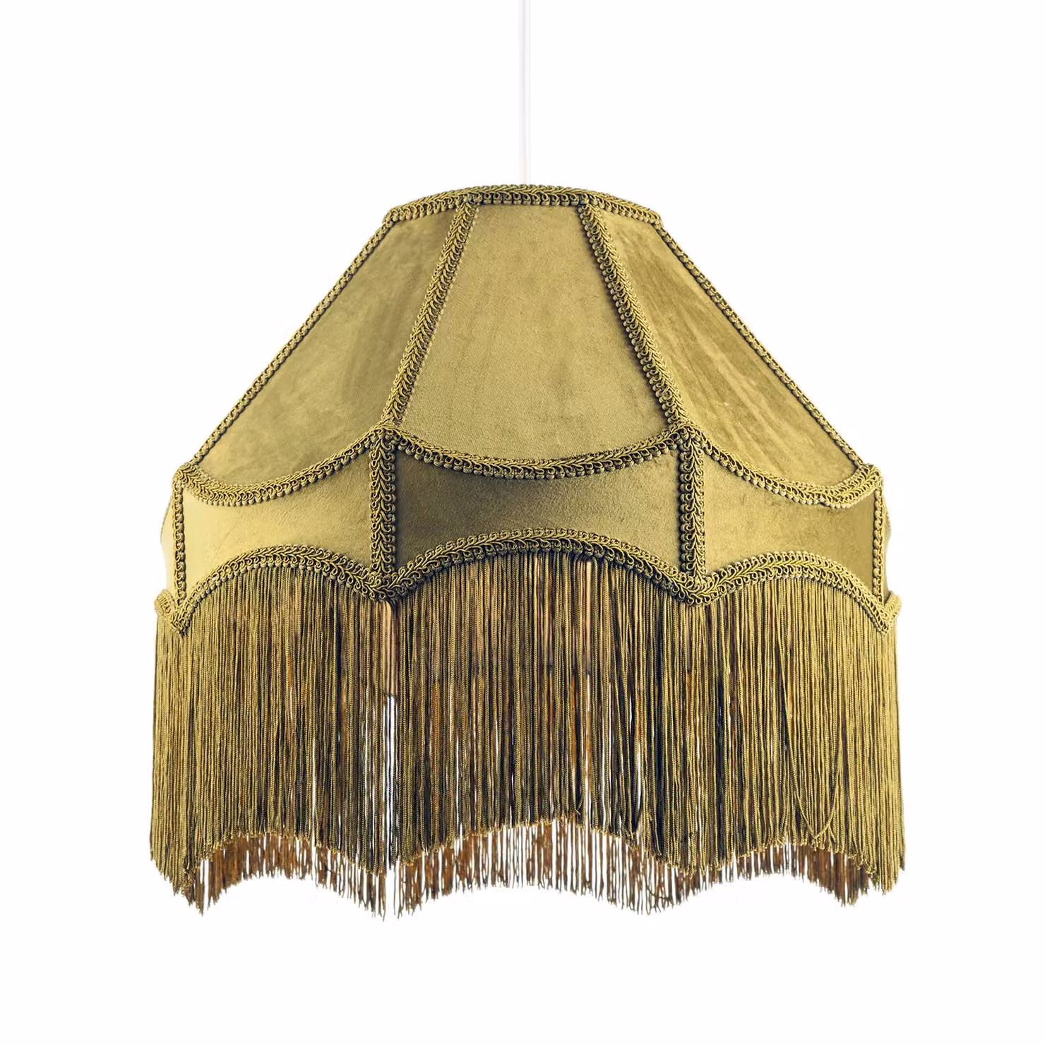 Happy Homewares Traditional Victorian Empire Soft Velvet Lamp Shade with Tassels in Green, Diameter: 40.64 cm – 2