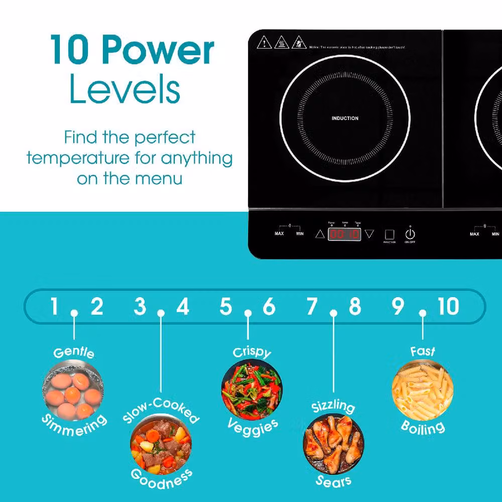 Abode AINDH2003 Portable Double Induction Hob with Digital Touch Control and Timer in Black – 8
