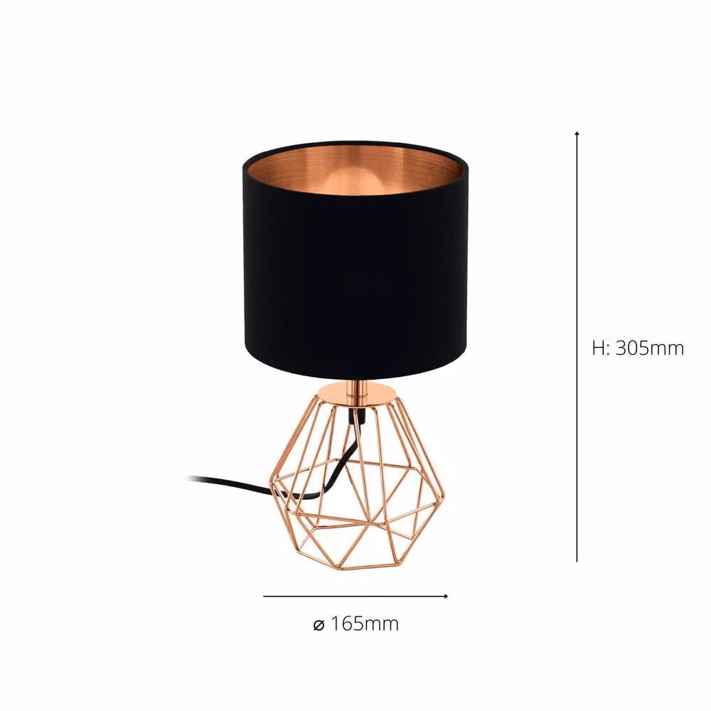 Eglo Carlton Metal and Fabric Table Lamp in Copper and Black – 3