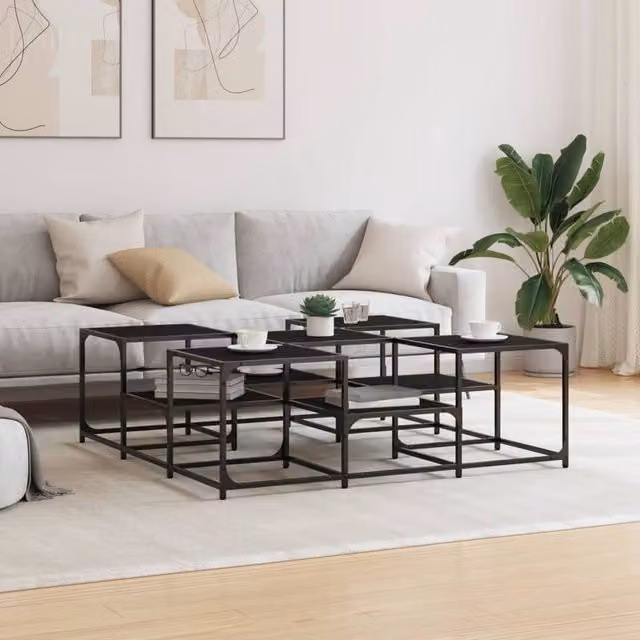 Berkfield Home Black Decorative Square Coffee Table in Engineered Wood, W/D/H: 121 x 121 x 40 cm – 1