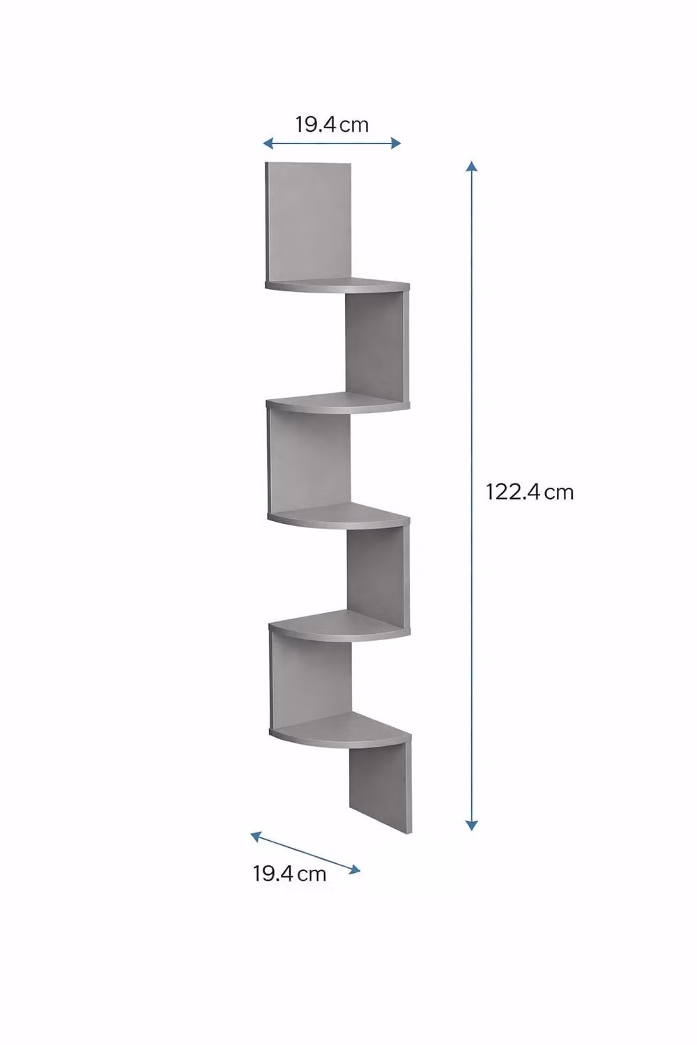 Spot On Dealz Lucca 5 Tier Wall Mounted Corner Shelf in Grey – 2
