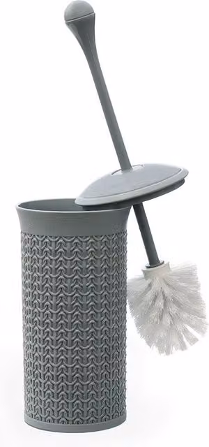 JVL Grey Knit Design Loop Plastic Toilet Brush and Holder Set