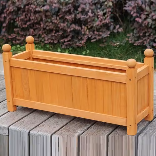 Gr8 Garden Wooden Rectangular Planter in Brown, W/D/H: 60.0 x 34.0 x 20.0 cm – 4