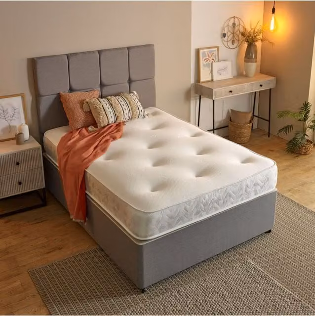 Starlight Beds Galaxy Tufted Memory Foam Hybrid Spring Mattress in White, Size: EU King, Depth: 21 cm, W/D/H: 180 x 200 cm – 1