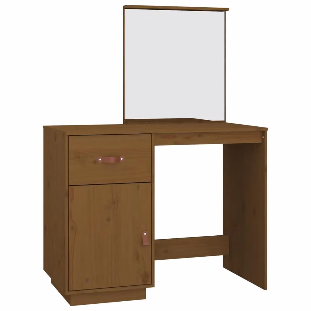 Berkfield Home Rustic Solid Wood Pine Dressing Table in Honey Brown, W/D/H: 95 x 50 x 134 cm – 2