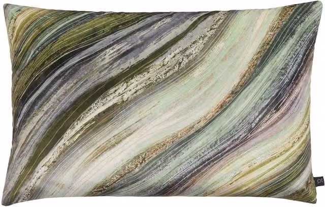 Prestigious Textiles Heartwood Cerulean Green Velvet Rectangular Cushion, W: 60 cm, H: 40 cm