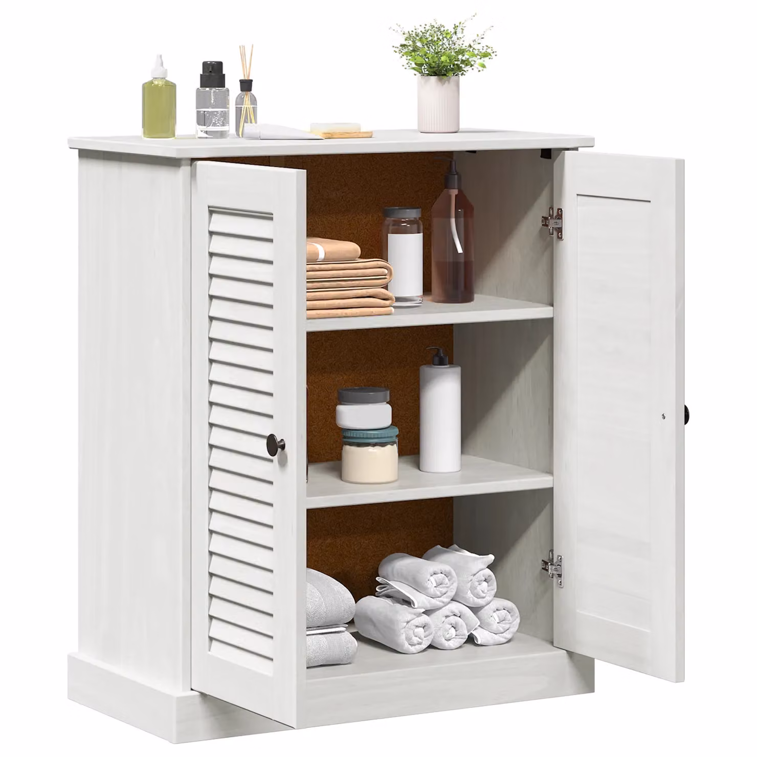 Berkfield Home White Solid Pine Wood Bathroom Storage Cabinet – 2