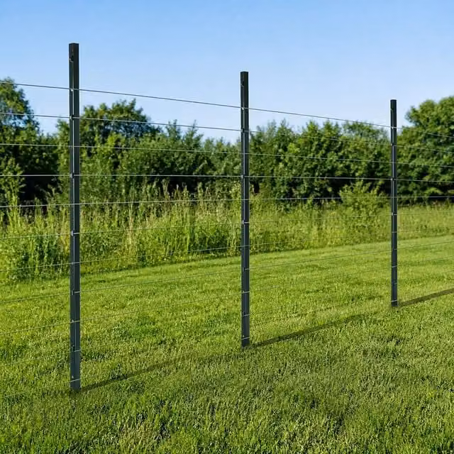 Mountview Green Powder Coated Metal U-Shape Fence Posts, 10 Pack, Height: 152.4 cm