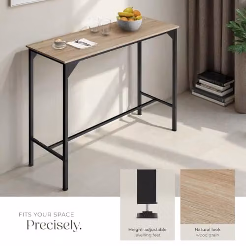 tectake Height-Adjustable Industrial Dining Table in Oak and Brown, W/D/H: 150 x 100.5 x 100.5 cm – 3