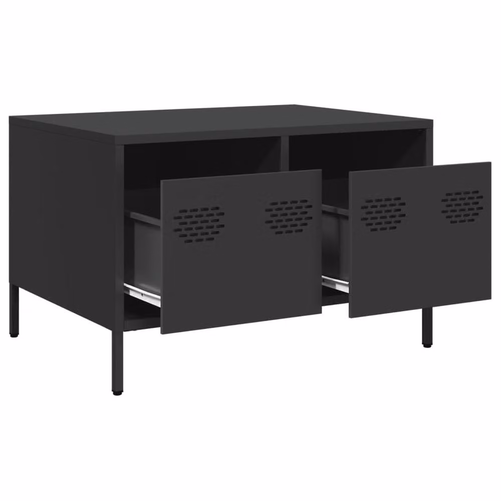 Berkfield Home Industrial TV Cabinet in Black Matt Cold-rolled Steel, W: 68 cm, D: 50 cm, H: 43.5 cm – 5