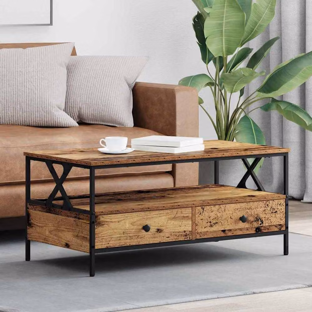Berkfield Home Modern Rectangular Coffee Table in Brown, W/D/H: 100 x 51 x 45 cm – 2