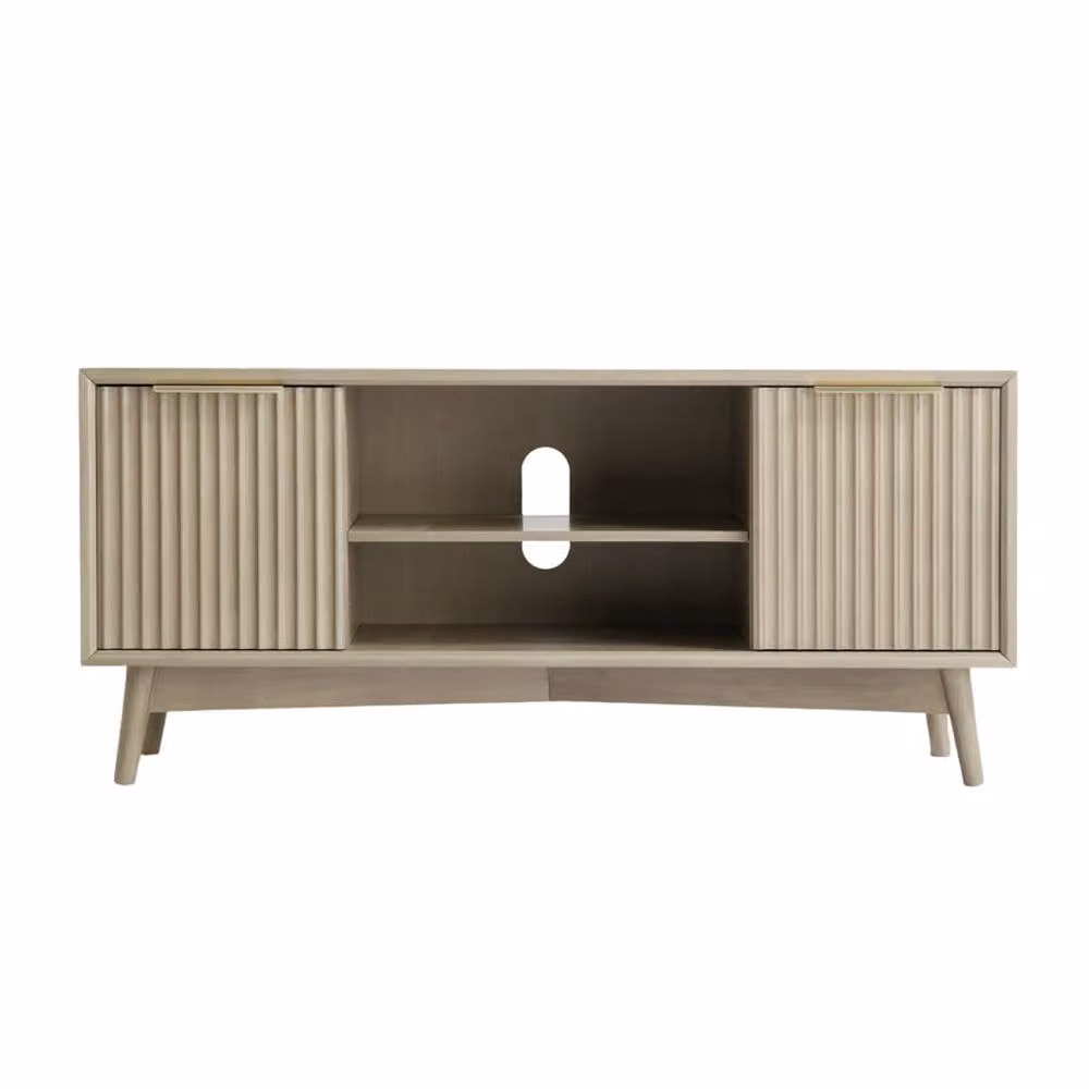 Home Garden Direct Monza Fluted TV Unit with Storage in Grey Pale Ash – 4