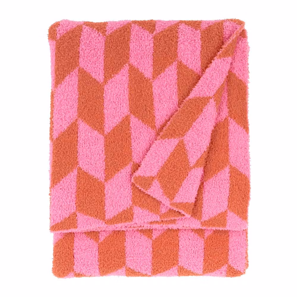 Furn Olsen Geometric Reversible Double Face Throw in Pink, W x D: 130 x 180 cm – 2