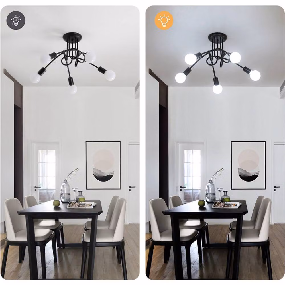 COMELY Industrial Sputnik 5-Light Metal Ceiling Chandelier in Black with E27 Sockets – 2