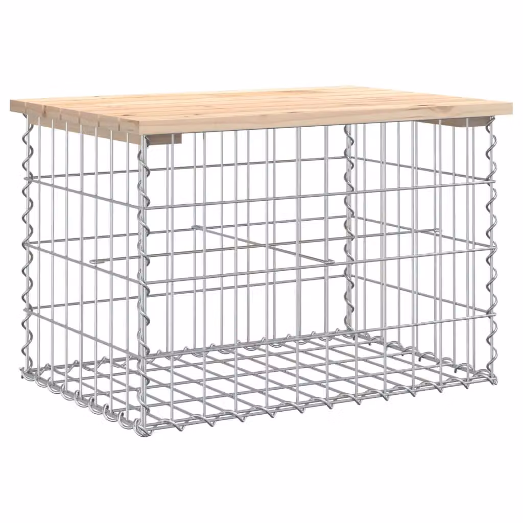 Berkfield Home Gabion Design Garden Bench in Brown Solid Pine Wood, W: 63 cm, D: 44 cm, H: 42 cm – 2