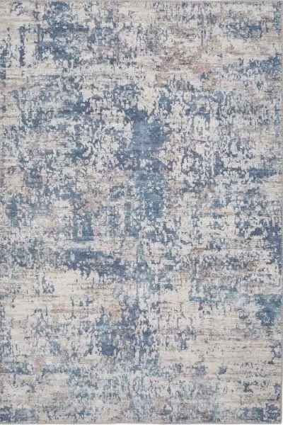 Kukoon Blue and Grey Distressed Abstract Non-Slip Washable Low Pile Rug, W: 60 cm, L: 240 cm – 1