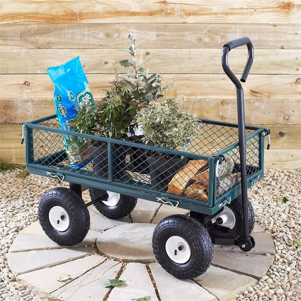 VOGREX 4 Wheel Foldable Garden Utility Wagon Trolley in Green – 2