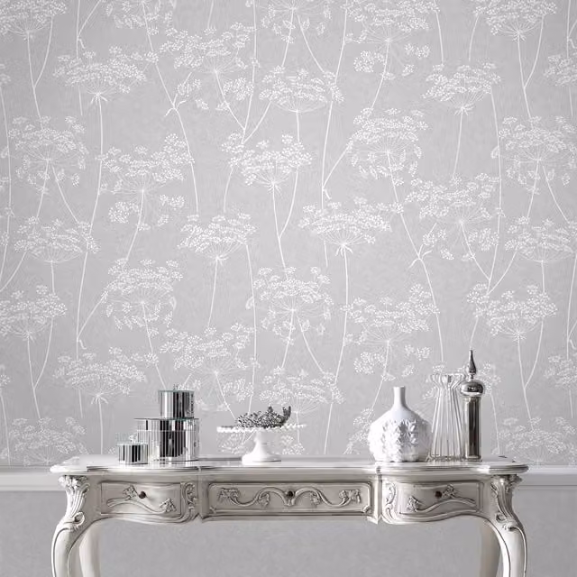 Superfresco Easy Aura Floral Botanical Wallpaper in Grey