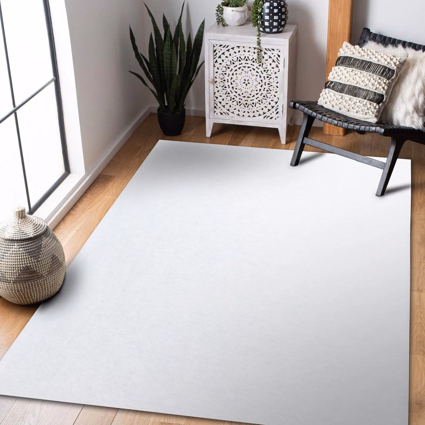 RugsX Rumba Anti-Slip White Rectangular Rug, W: 80 cm, L: 300 cm – 2