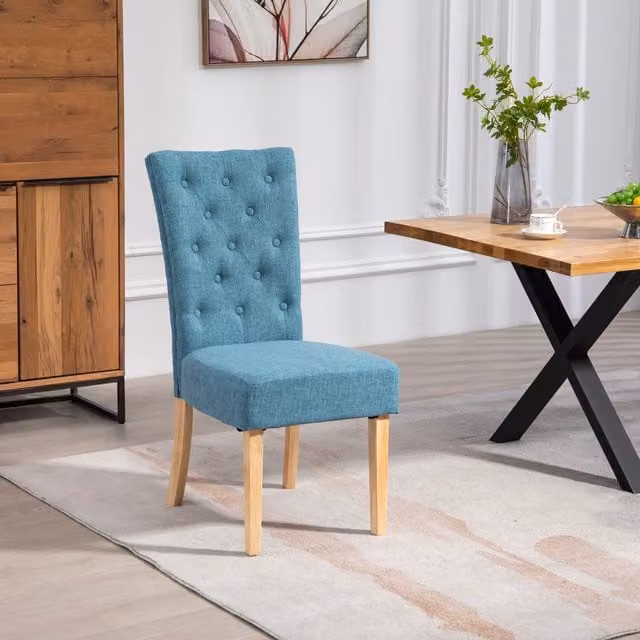 Artemis Home Set of 2 Pienza Fabric Dining Chairs in Petrol Blue