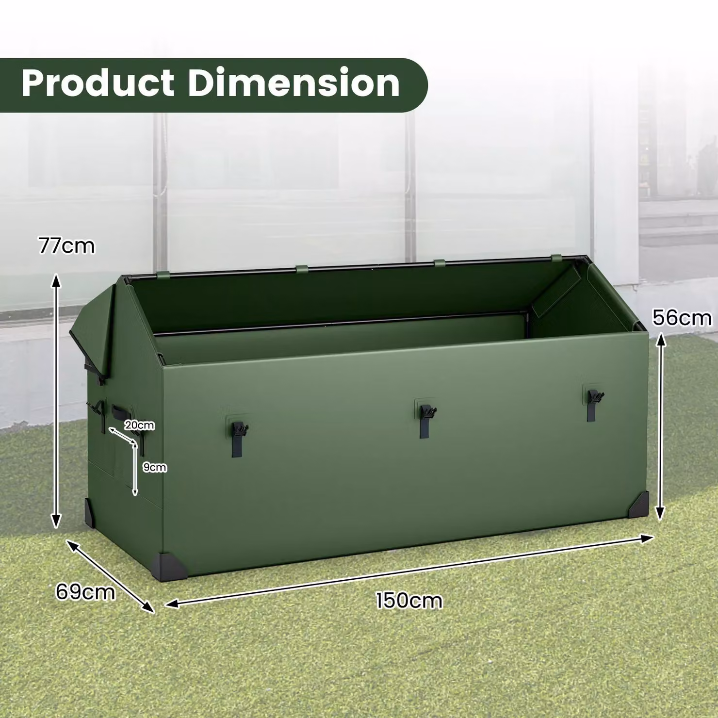 Costway Waterproof Outdoor Storage Box, 658L Green Deck Box – 2