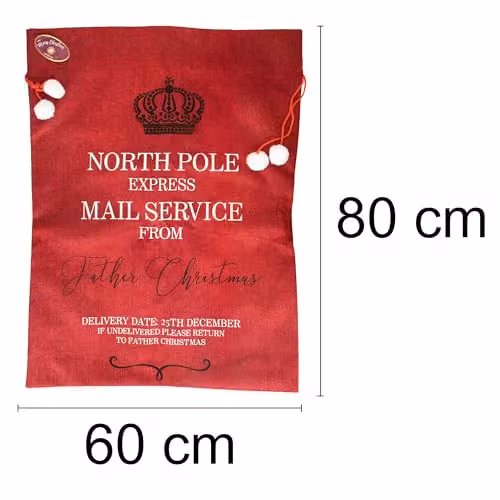 Shatchi Red Hessian Christmas Sack W/H: 60 x 80 cm – 2
