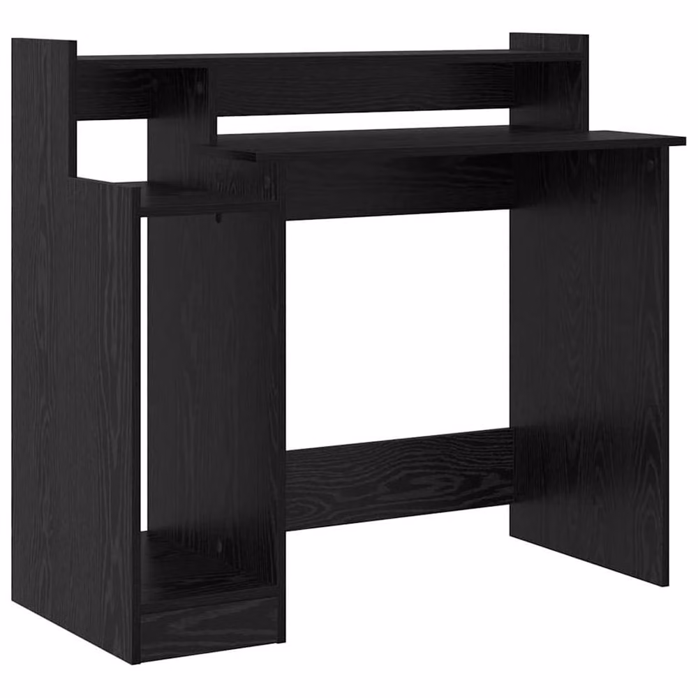 Berkfield Home Modern Writing Desk with Storage Shelf in Black Oak Engineered Wood – 4