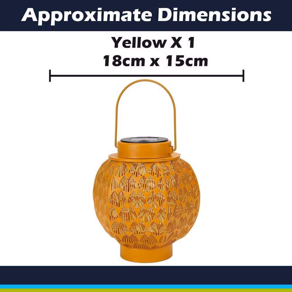 VFM e-Store Solar LED Garden Lantern in Yellow, W/D/H: 18 x 15 x 18 cm – 2