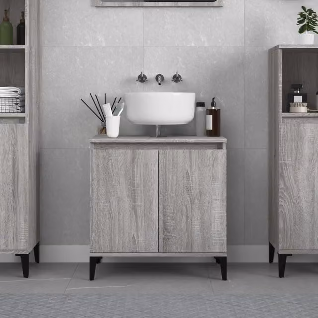 Berkfield Home Grey Sonoma Sink Cabinet W/D/H: 58 x 33 x 60 cm