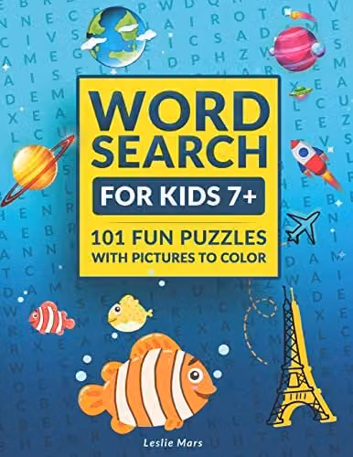 Word Search for Kids: 101 Fun Puzzles with Pictures to Colour for Ages 7 and Up, Multicolour Puzzle Book
