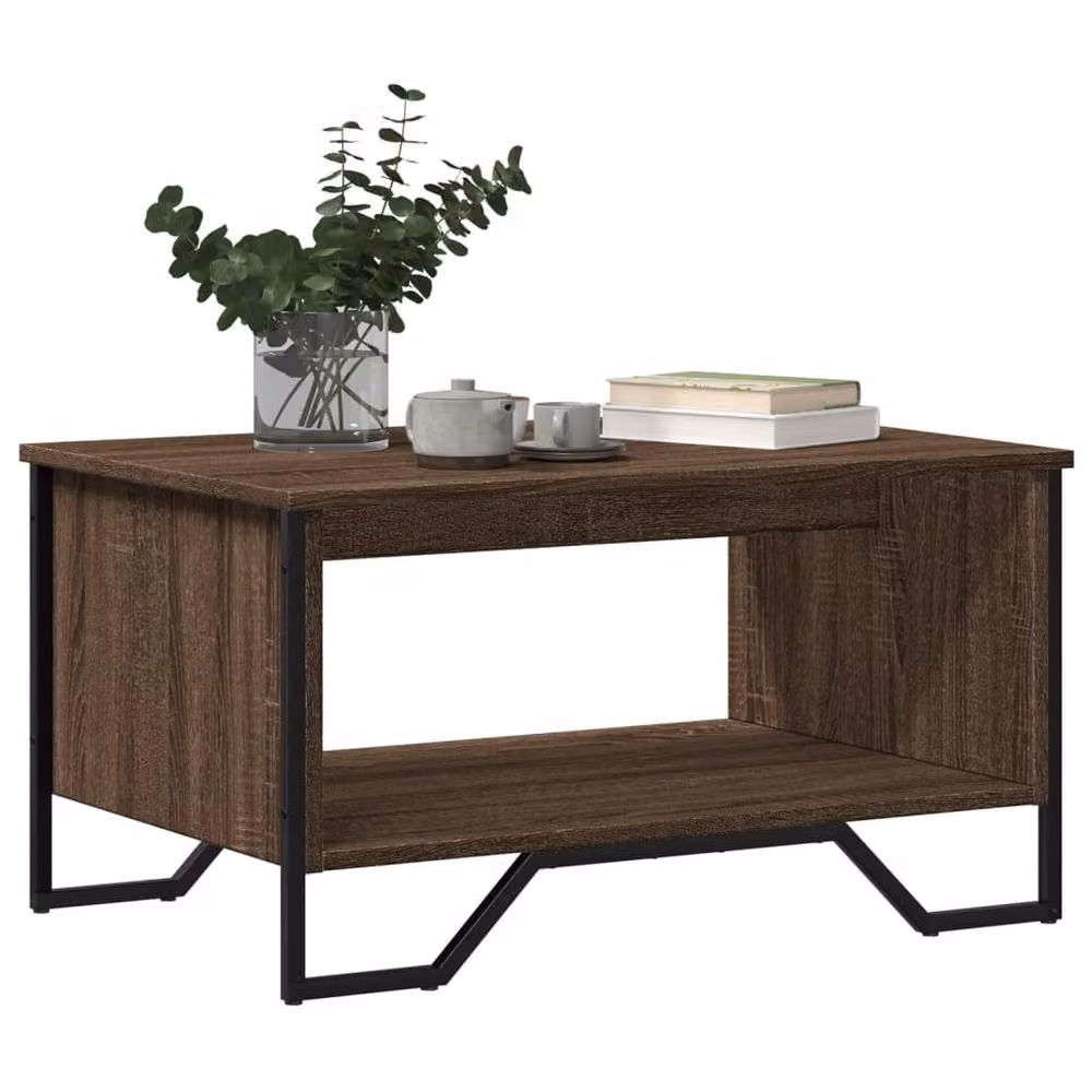 Berkfield Home Durable Brown Oak Coffee Table, W: 75 cm, D: 51 cm, H: 40 cm – 4