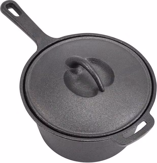 PAWNORA Black Cast Iron Non Stick Small Saucepan