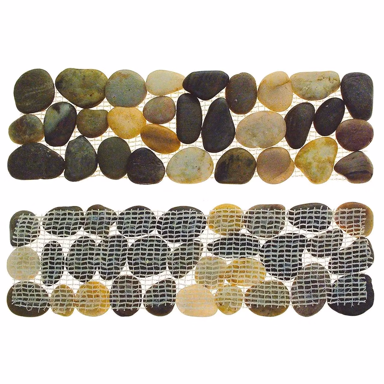 mysmartbuy 4-Pack Natural Stone Pebble Edging Strips in Brown and Multicolour, W/H: 30 x 10 cm each – 3