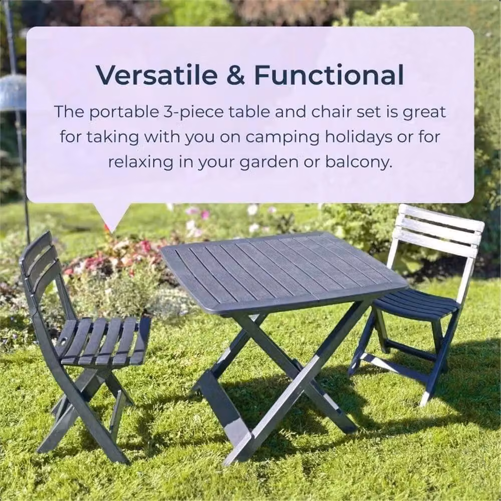 Idooka 3-Piece Anthracite Grey Modern Garden Bistro Set – 4