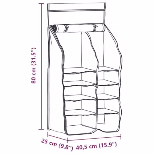 vidaXL Hanging Tent Organizer with 10 Pockets, Black, W: 40.5 cm, D: 25 cm, H: 80 cm – 3