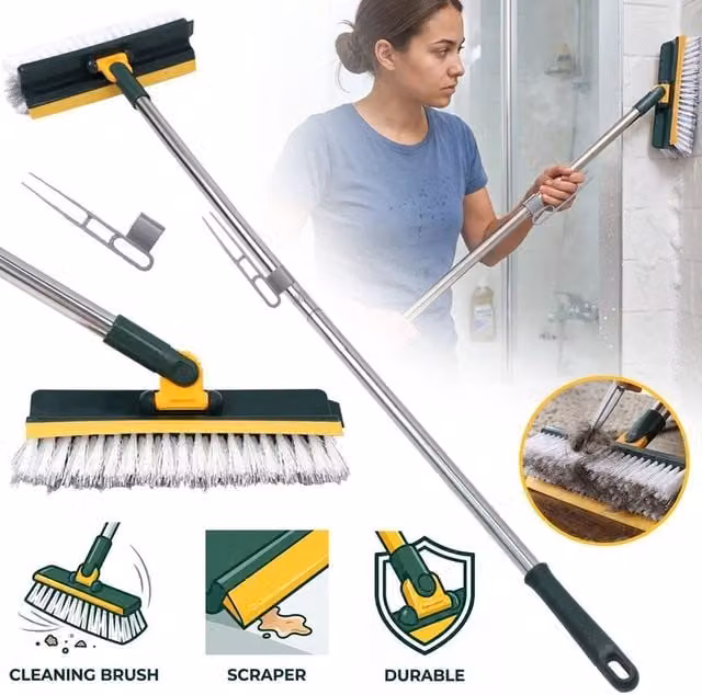 PAWNORA Floor Scrubbing Brush and Sweeper in Dark Green – 1
