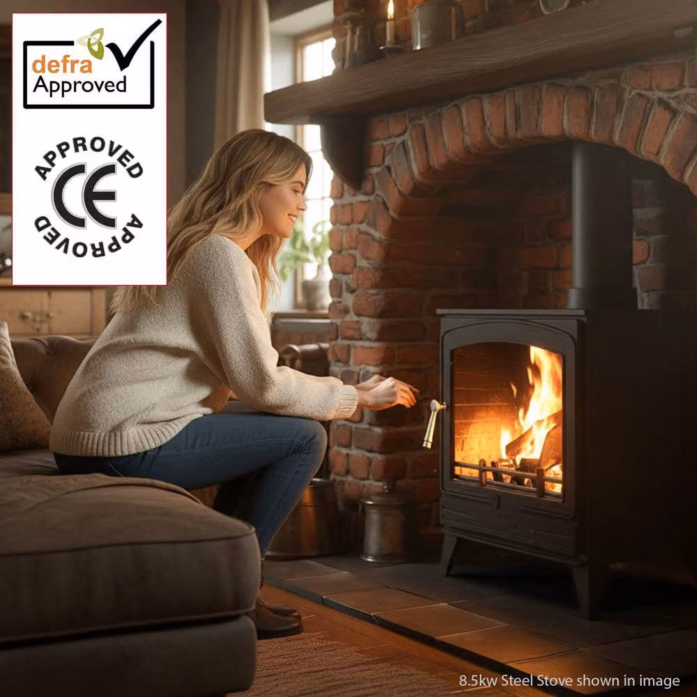 RoyalFire 5kW Steel Multifuel Wood Burning Stove in Dark Grey – 3