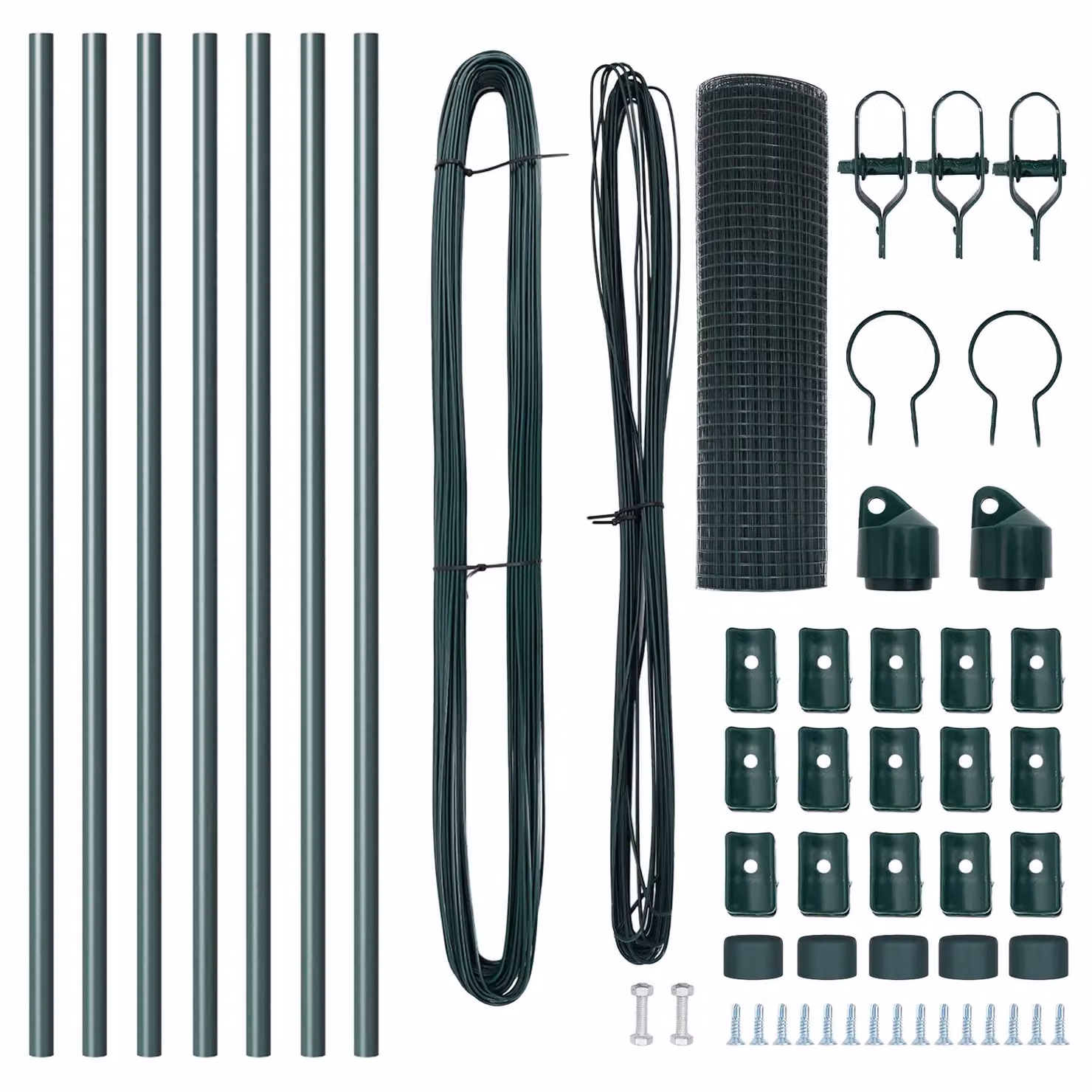 Berkfield Home Green Steel Welded Wire Fence with 7 Round In-Ground Posts, W: 10 m, H: 0.4 m – 4