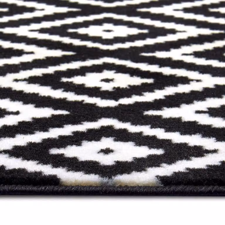 THE RUGS Design Velours Striped Modern Low Pile Area Rug in Black, W: 160 cm, D: 230 cm