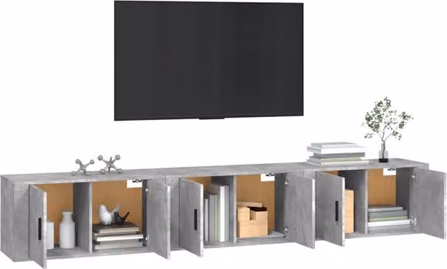 Berkfield Home Classic Wall-mounted TV Cabinets, 3 Piece Set, Concrete Grey, W/D/H: 80 x 34.5 x 40 cm