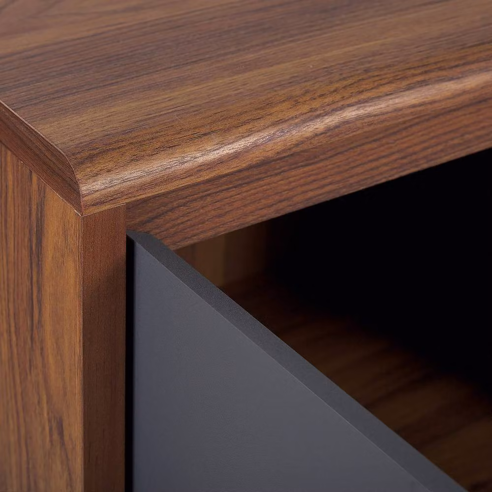 Wyld and Coco Retro 3-Door Sideboard in Brown Walnut-Coloured Wood Veneer – 5